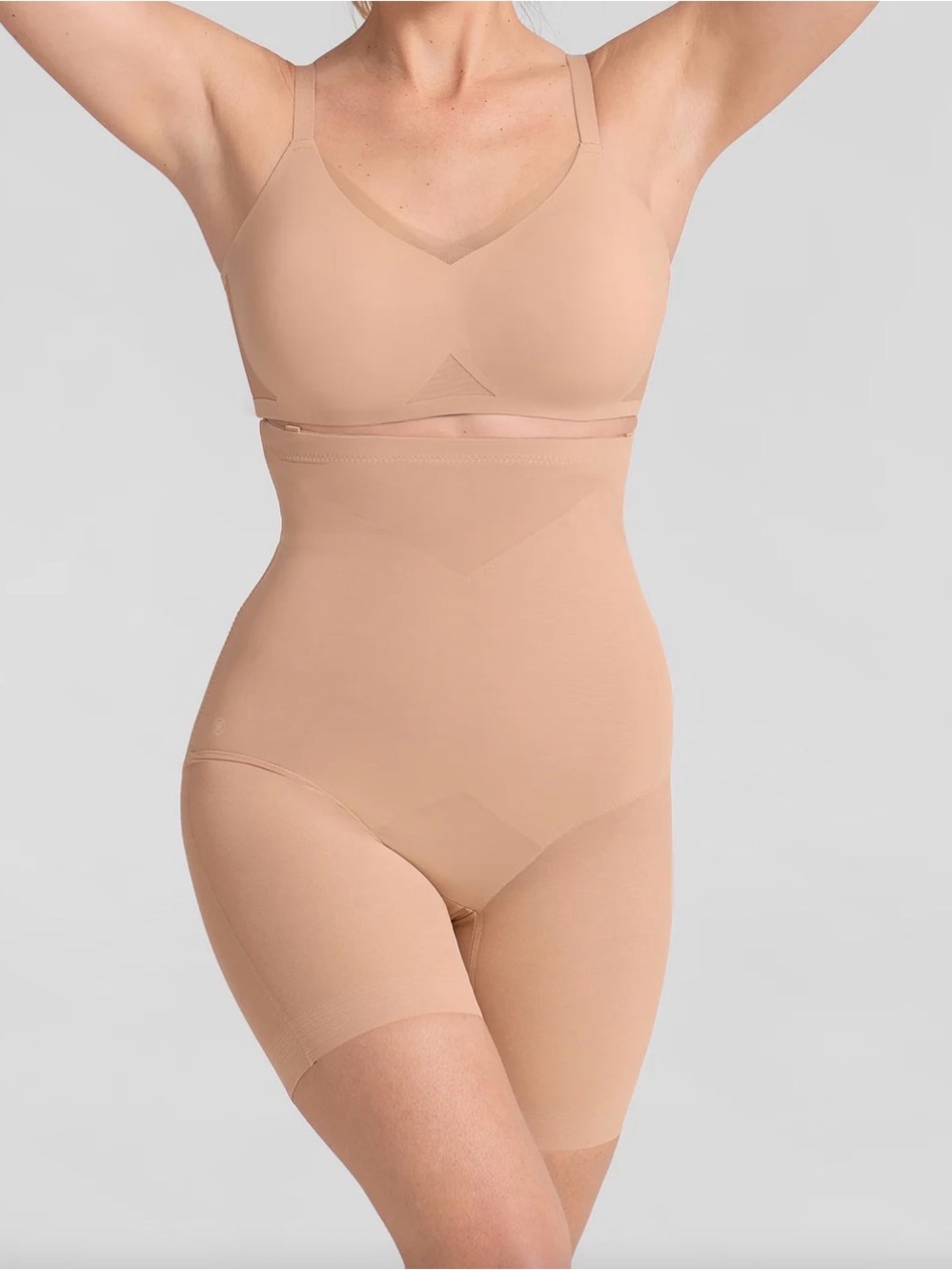 Honeylove SuperPower Short Sculptwear Shapewear Nude Sand Small NWOT Straps